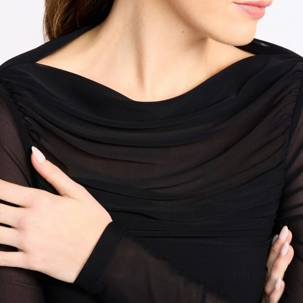 Beautiful Ruched Mesh Top - Picture 3 of 4